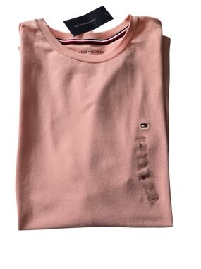 Tommy Hilfiger Pink Coral T Shirt Mens Large Logo Crewneck NWT